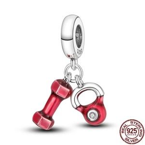Sterling silver dumbbell kettlebell weight Pandora charm